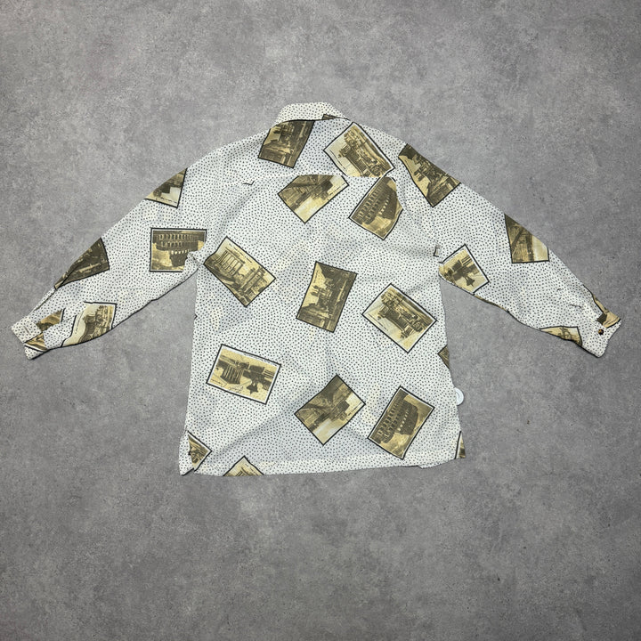 Vintage Fendi Rome Shirt Size L Cream