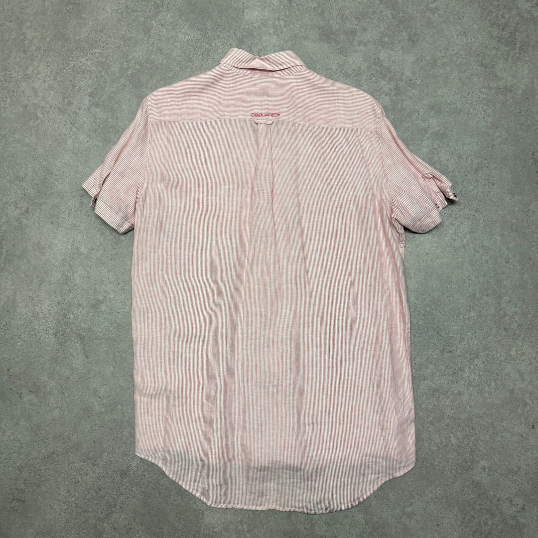 DSQARED Striped Short Sleeve Shirt Size M Pink