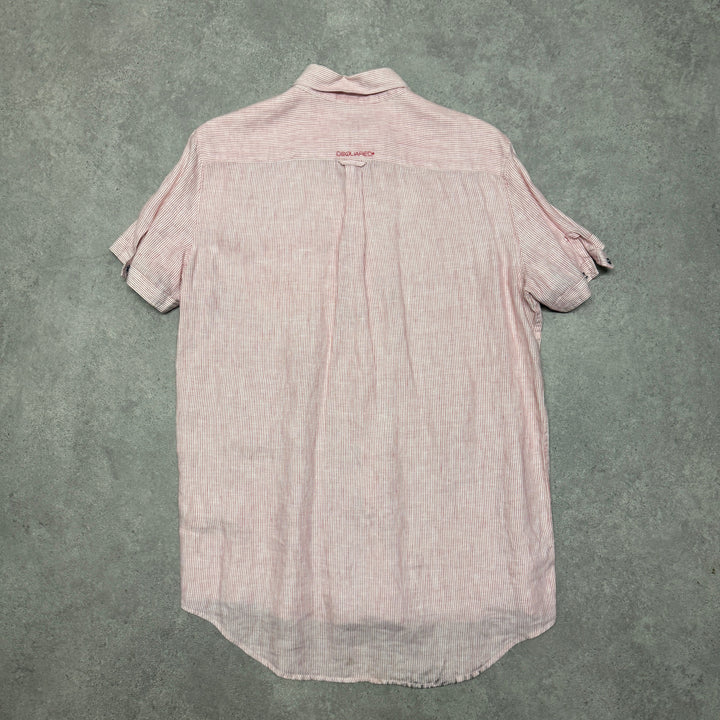 DSQARED Striped Short Sleeve Shirt Size M Pink