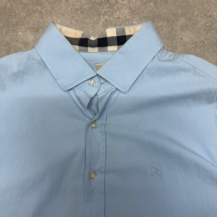 Burberry Check Collared Shirt Size S Blue