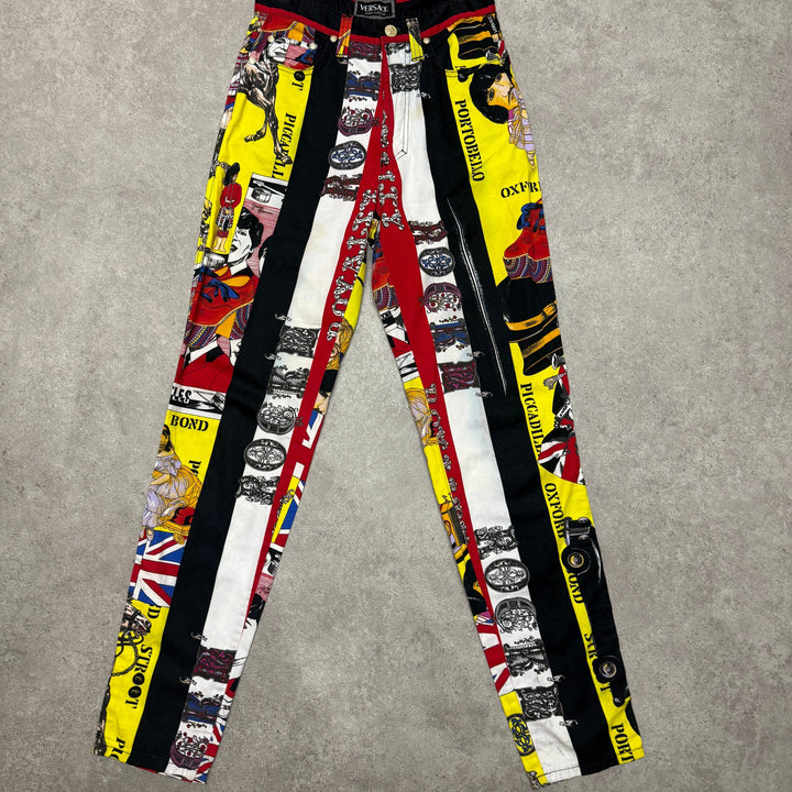 Vintage 90s Gianni Versace Beatles Jeans Couture Rock n Roll Size (26X29)