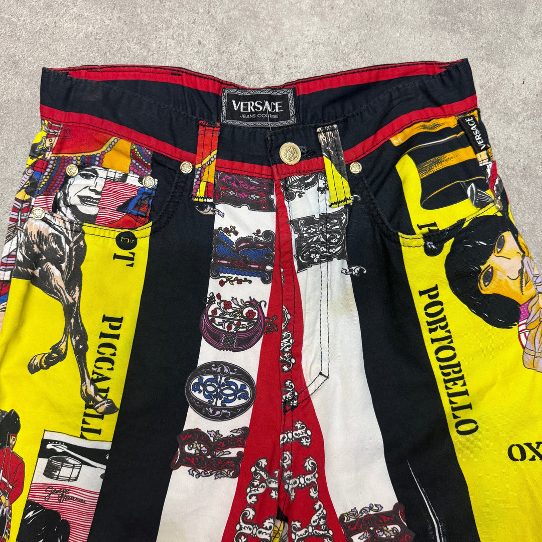 Vintage 90s Gianni Versace Beatles Jeans Couture Rock n Roll Size (26X29)