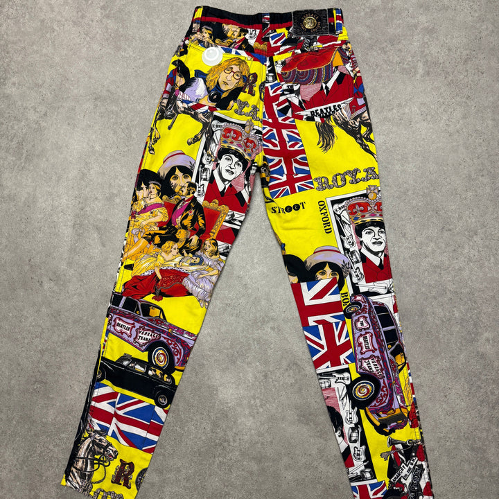 Vintage 90s Gianni Versace Beatles Jeans Couture Rock n Roll Size (26X29)