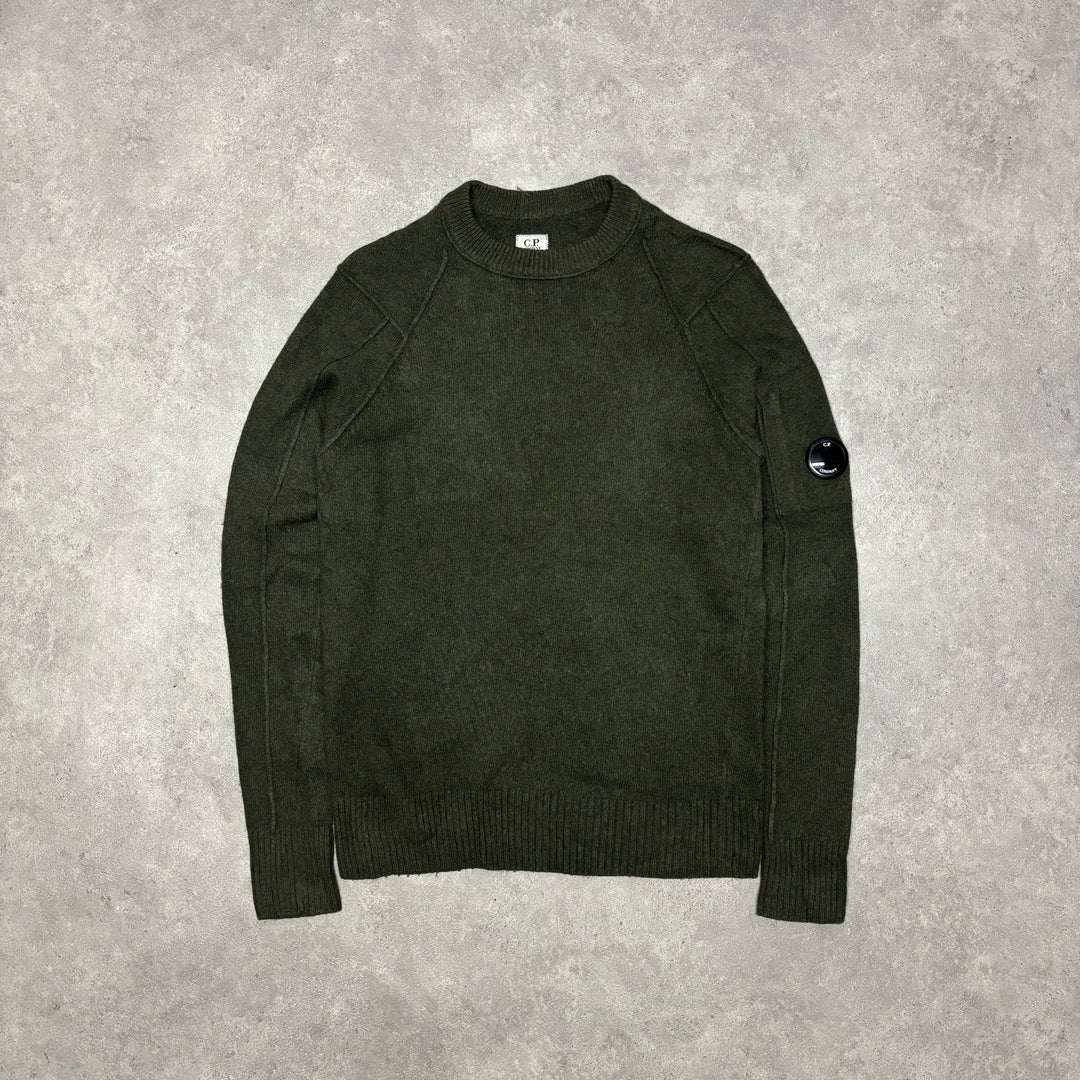 Vintage CP Company Crew Neck Wool Khaki Jumper (M)