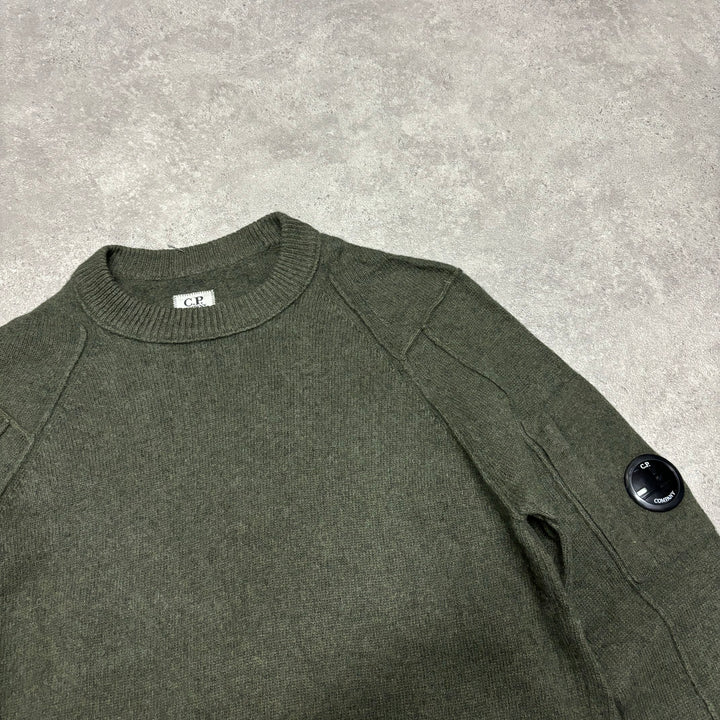 Vintage CP Company Crew Neck Wool Khaki Jumper (M)