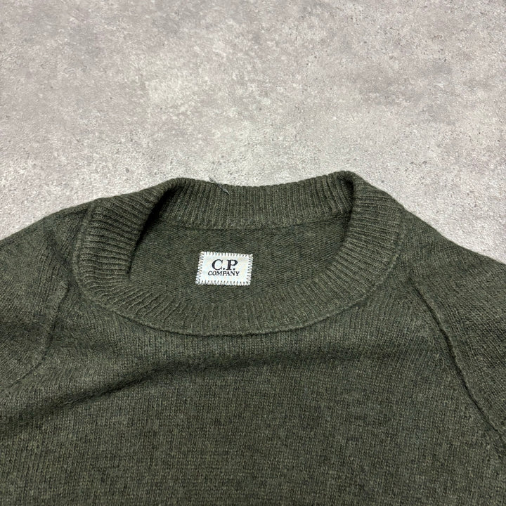 Vintage CP Company Crew Neck Wool Khaki Jumper (M)