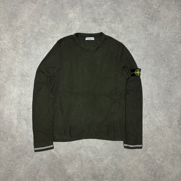 Vintage Stone Island AW 2007 Crew Neck Knitted Khaki Jumper (L)