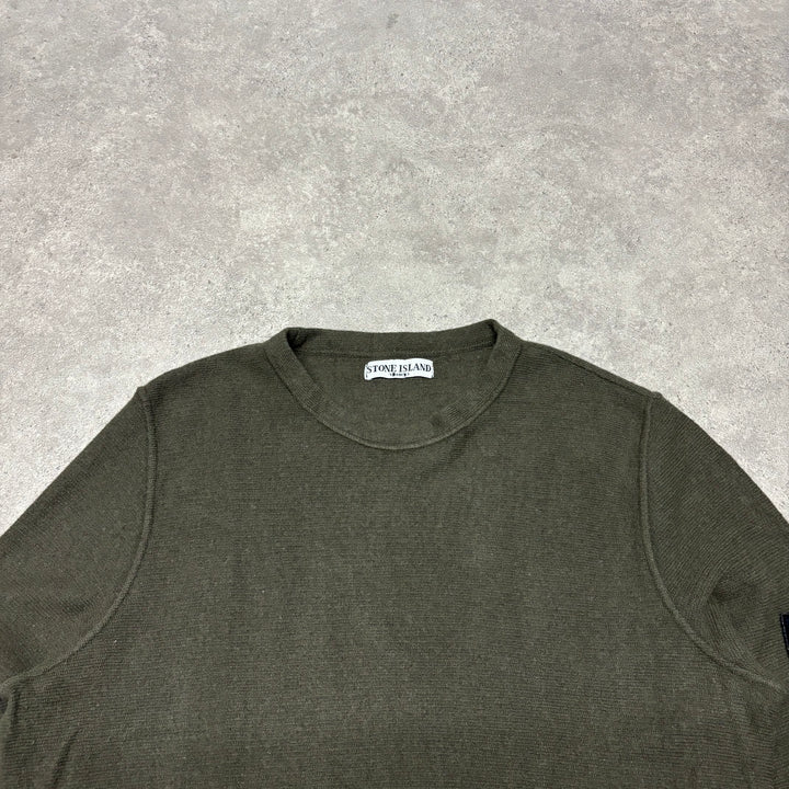 Vintage Stone Island AW 2007 Crew Neck Knitted Khaki Jumper (L)