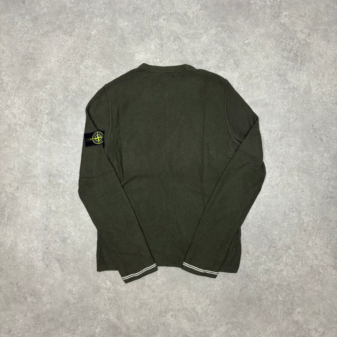 Vintage Stone Island AW 2007 Crew Neck Knitted Khaki Jumper (L)