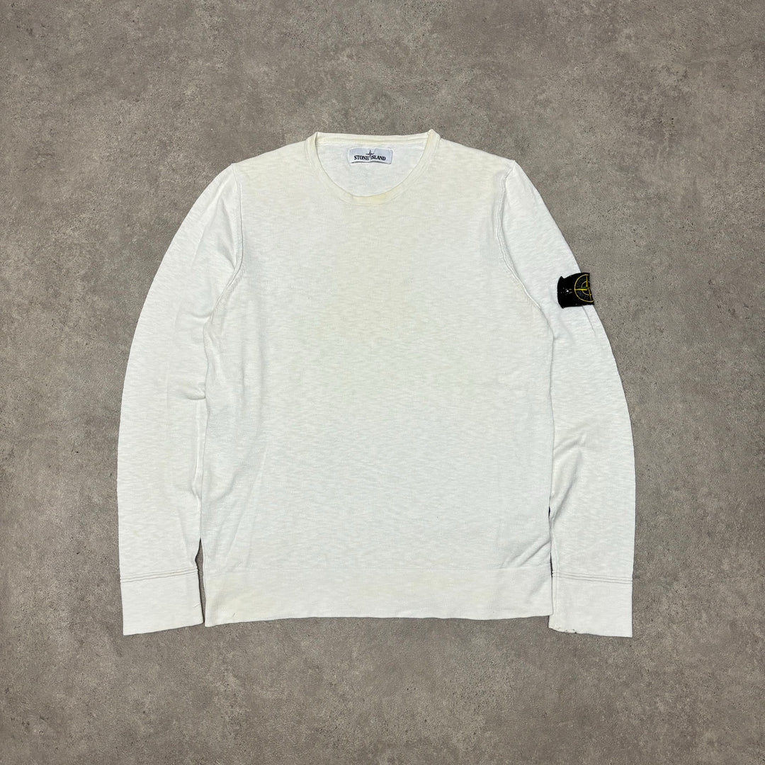 Vintage Stone Island Crew Neck White Jumper (L)