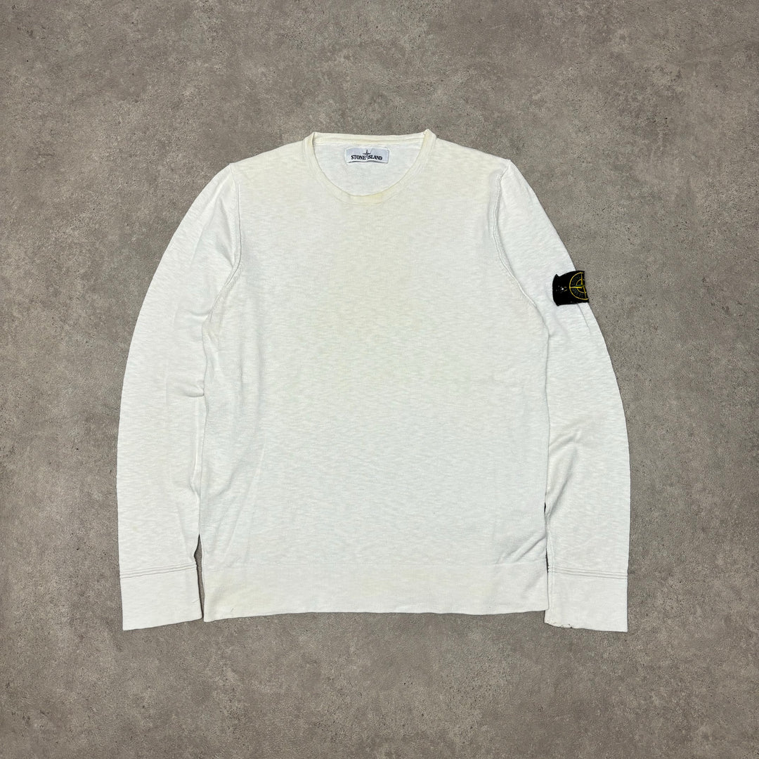 Vintage Stone Island Crew Neck White Jumper (L)