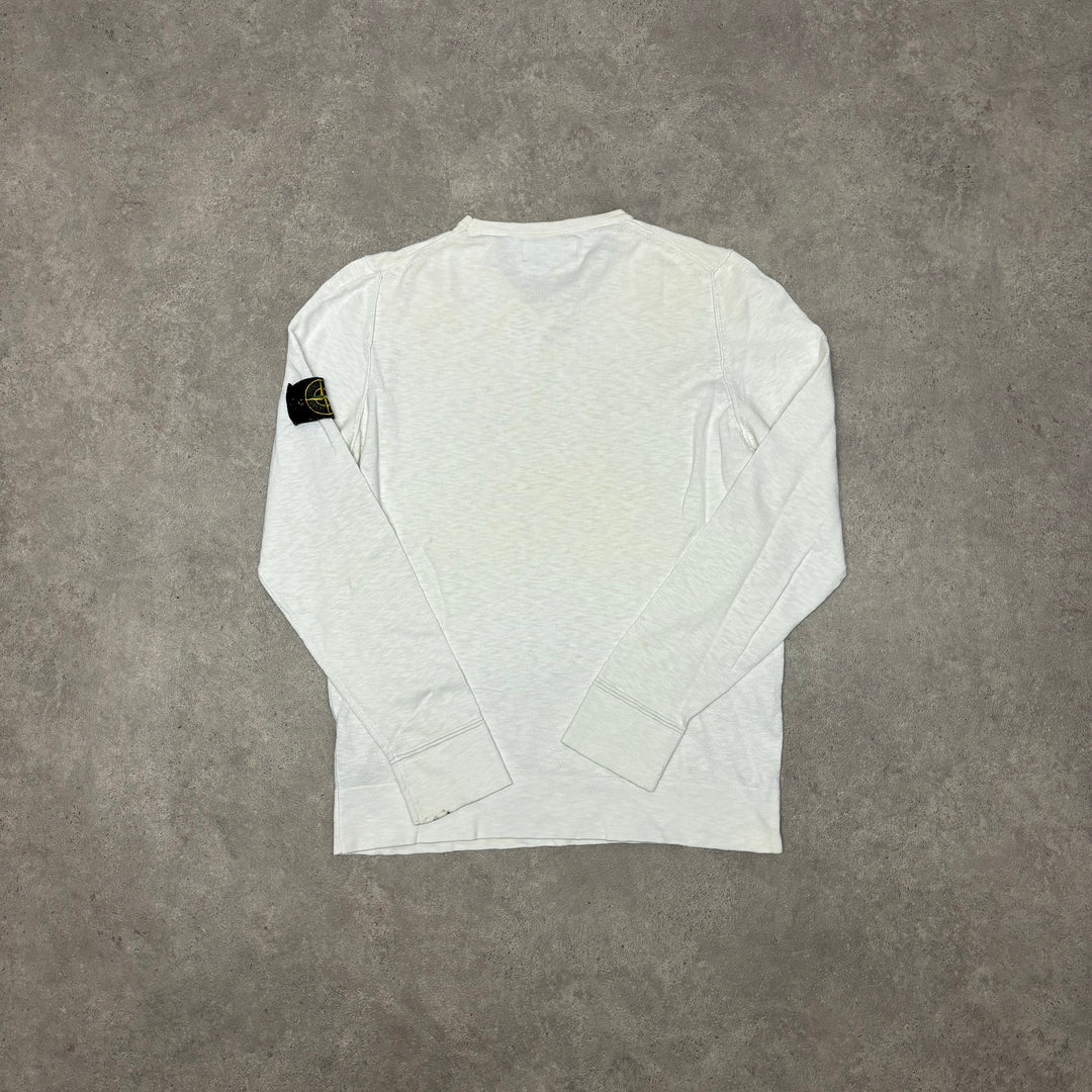 Vintage Stone Island Crew Neck White Jumper (L)