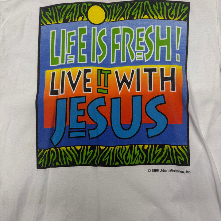 Vintage Life is Fresh Graphic T-shirt Size L White