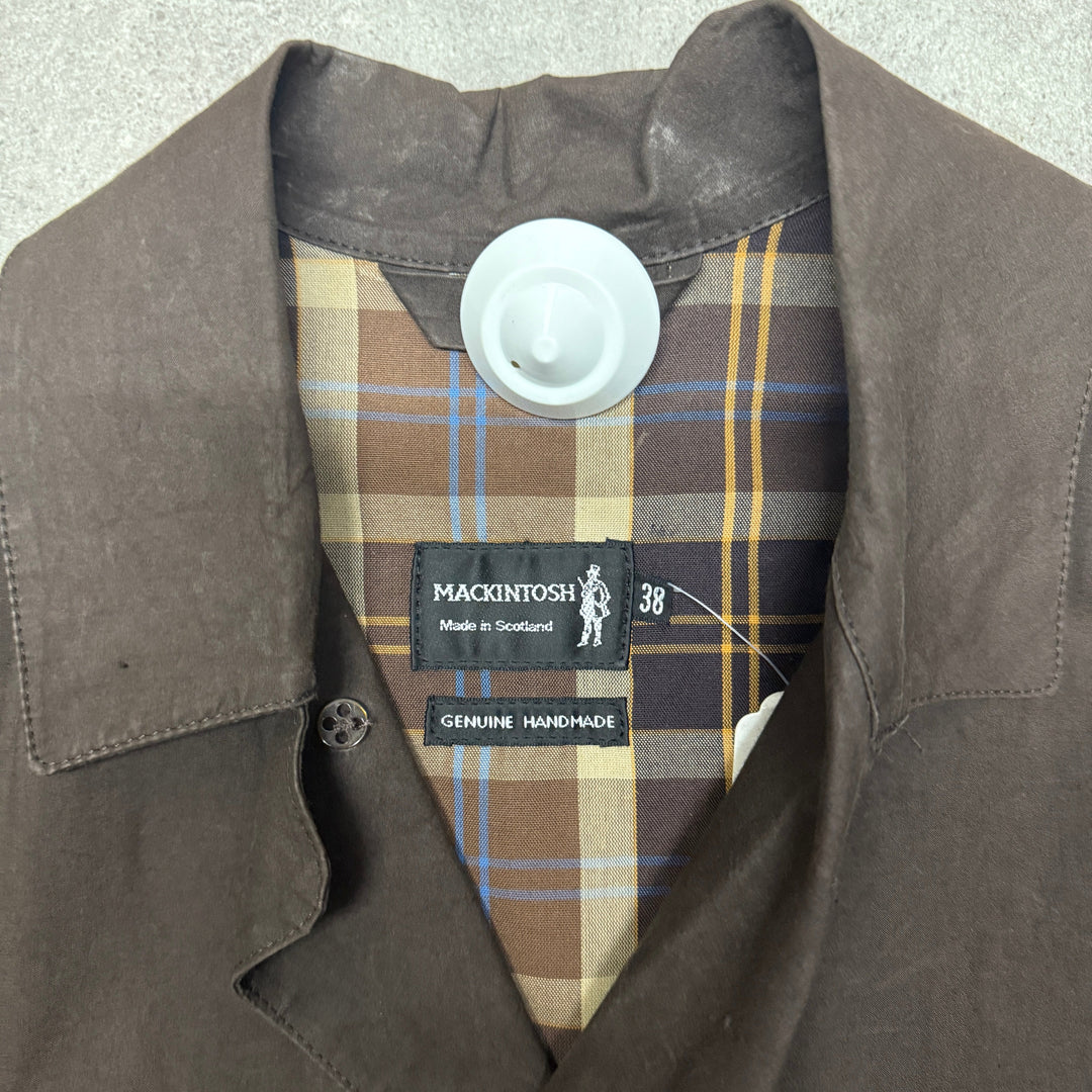 Macintosh Hand Made Waxed Coat Size M Brown