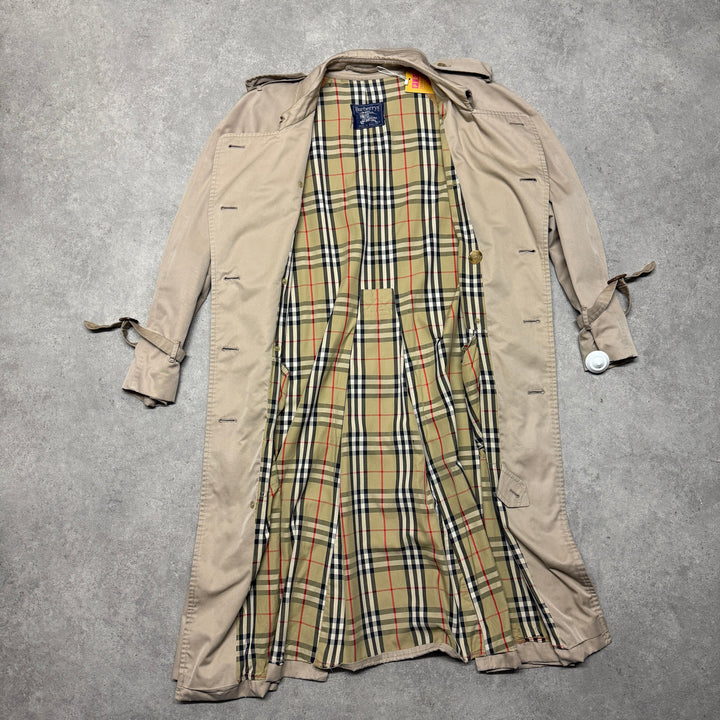Vintage Double Brest Burberry Trench Coat Size XL Beige