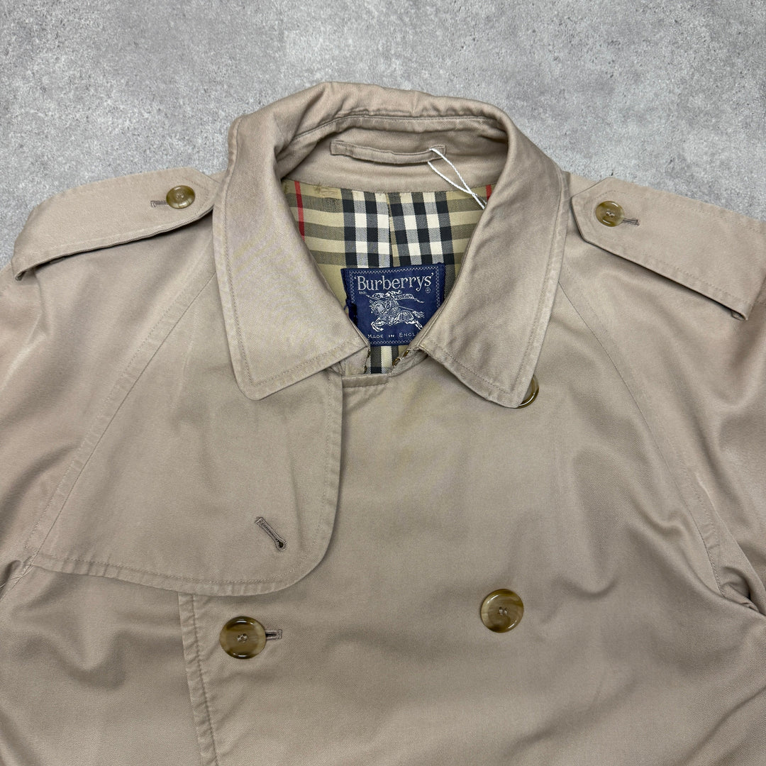Vintage Double Brest Burberry Trench Coat Size XL Beige