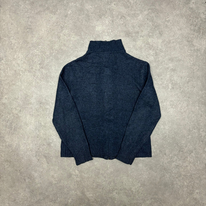 Vintage Burberry Navy Full Zip Knitted Jumper (S)