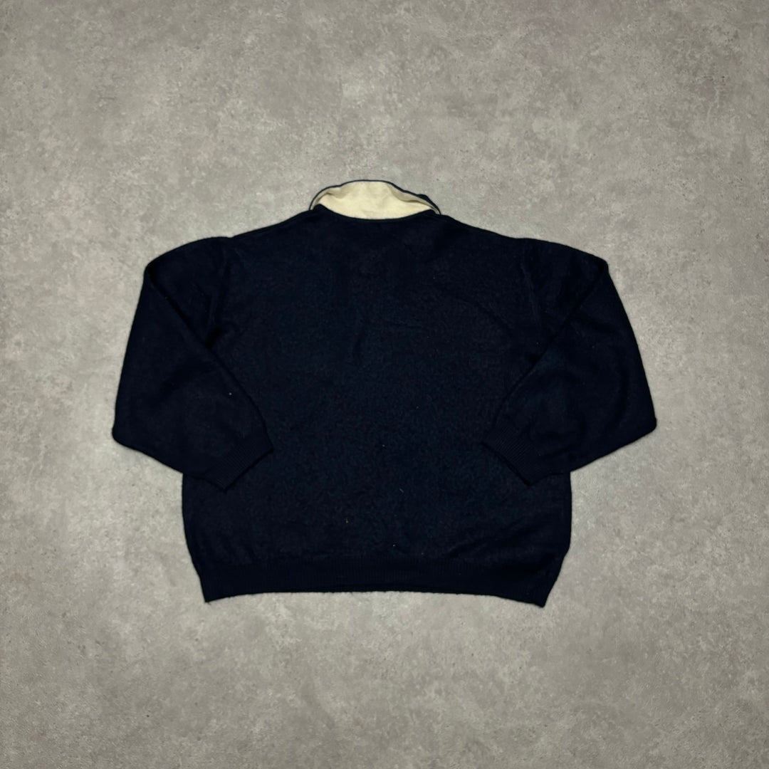 Vintage Burberry Collared Navy Knitted Sweater (Women's M)