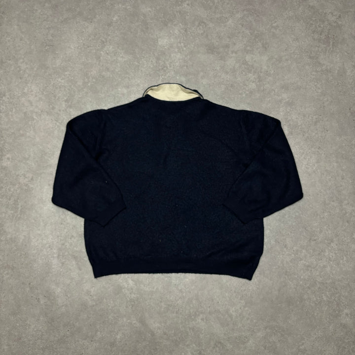 Vintage Burberry Collared Navy Knitted Sweater (Women's M)