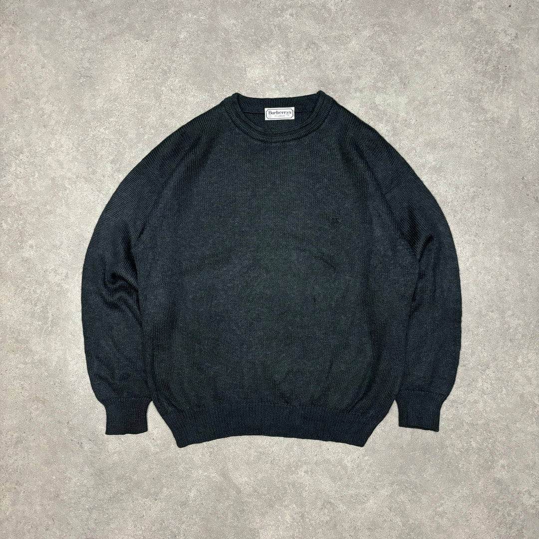 Vintage Burberry Grey Crewneck Heavy Knitted Sweater (XL)