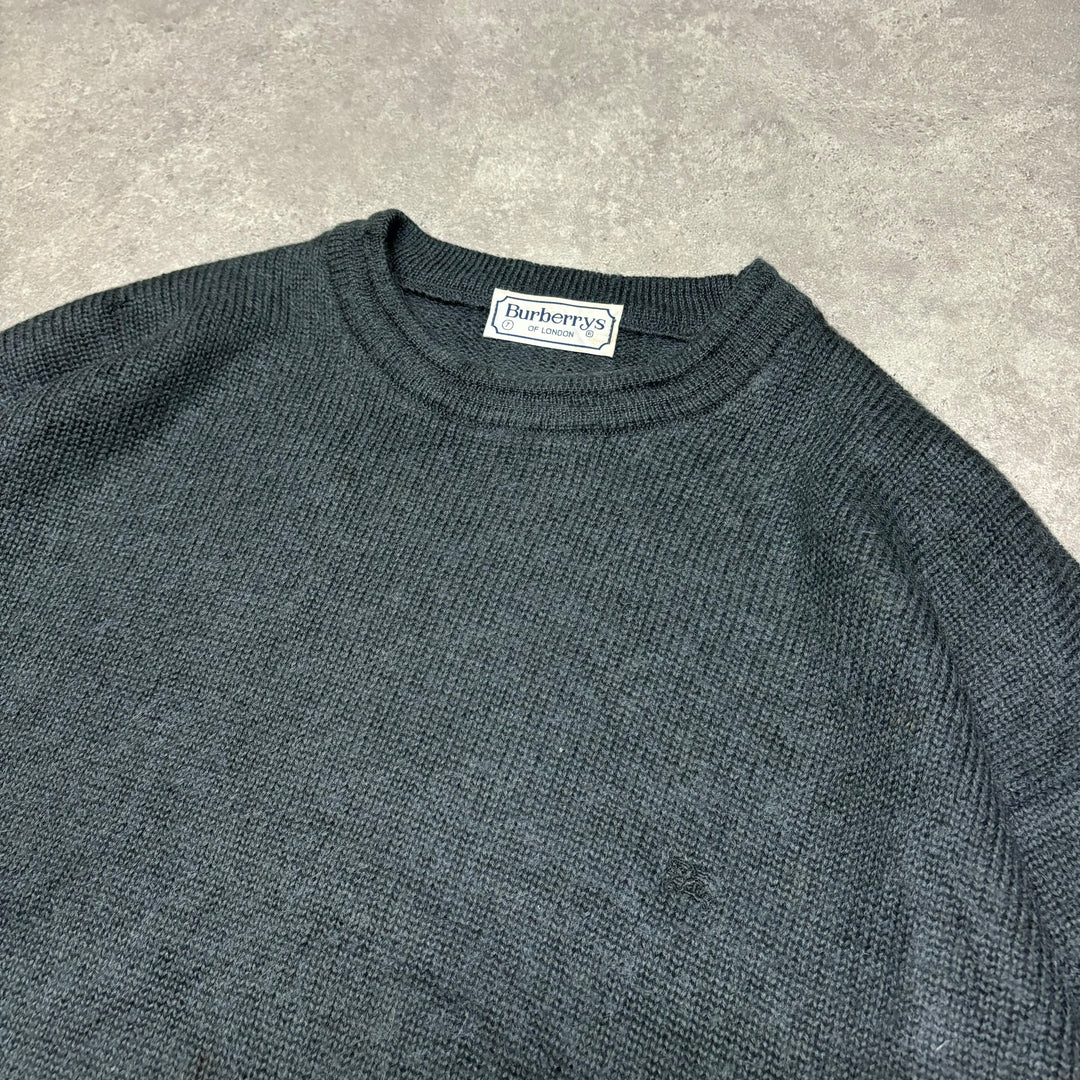 Vintage Burberry Grey Crewneck Heavy Knitted Sweater (XL)