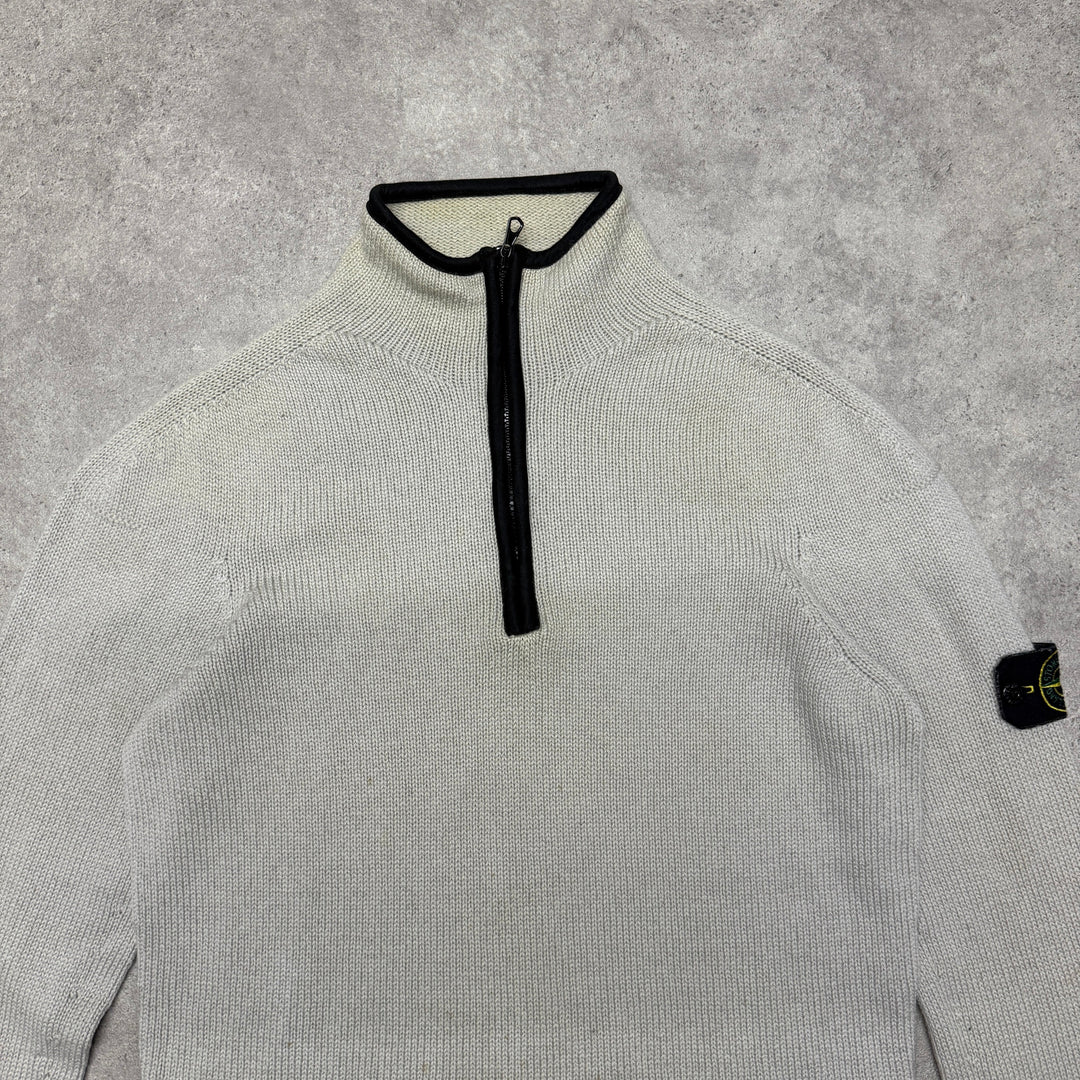 Stone Island Jumper Quarter Zip Size M Grey