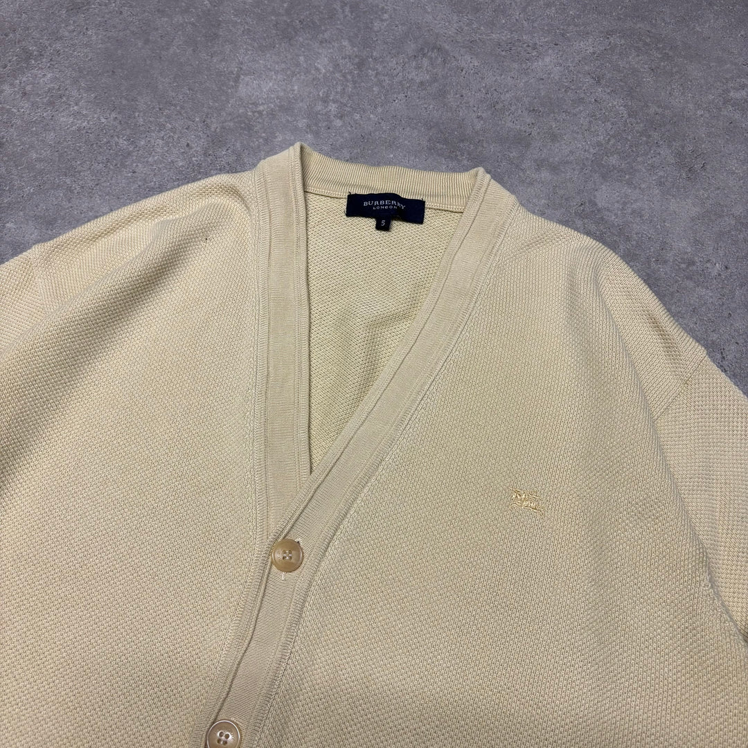 Vintage Burberry Yellow Heavy Knitted Cardigan (M)