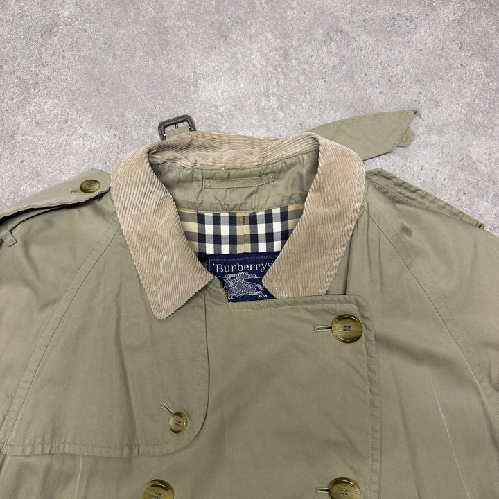 Burberry Trench Coat Corduroy Collared Size XL Beige