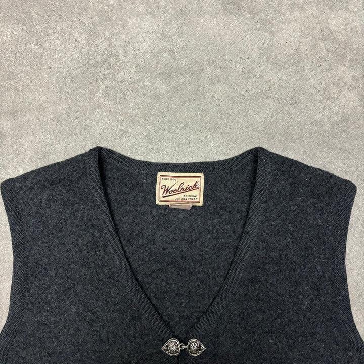 Vintage Woolrich V-Neck Grey Two Tone Knitted Sweater Vest (Women's M)