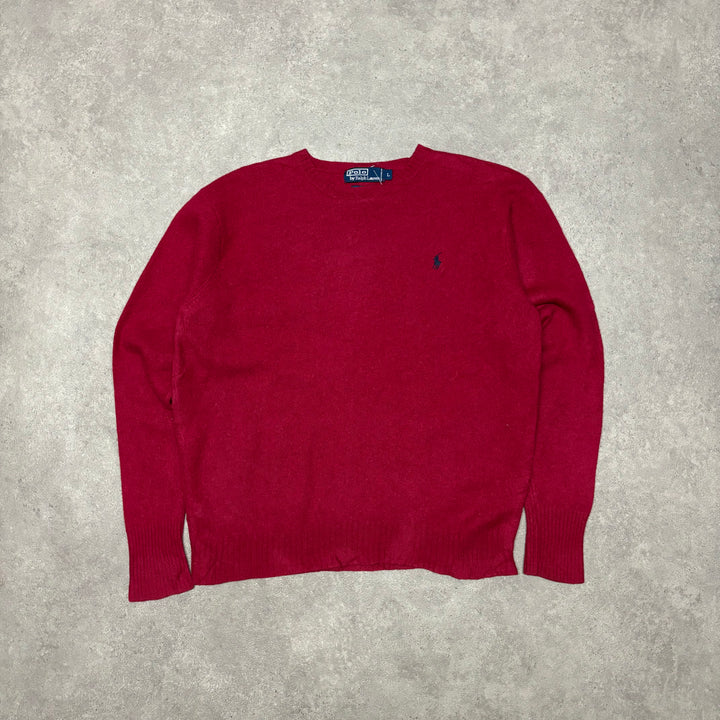 Vintage Polo Ralph Lauren Red Heavy Knitted Sweater (Women's L)