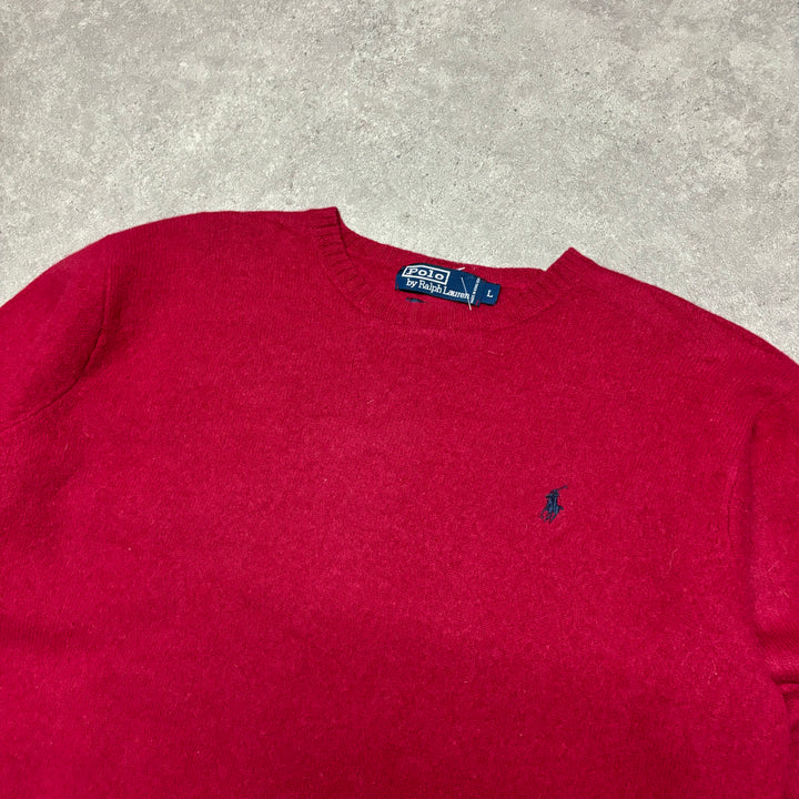 Vintage Polo Ralph Lauren Red Heavy Knitted Sweater (Women's L)