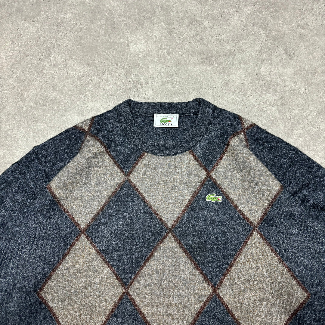 Vintage Lacoste Blue Diamond Knitted Sweater (M)