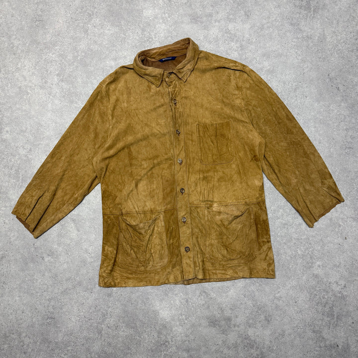 Burberry Suede Leather Jacket Size L Mustard