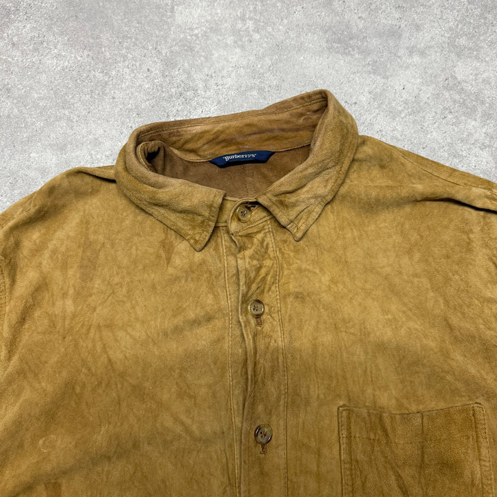 Burberry Suede Leather Jacket Size L Mustard