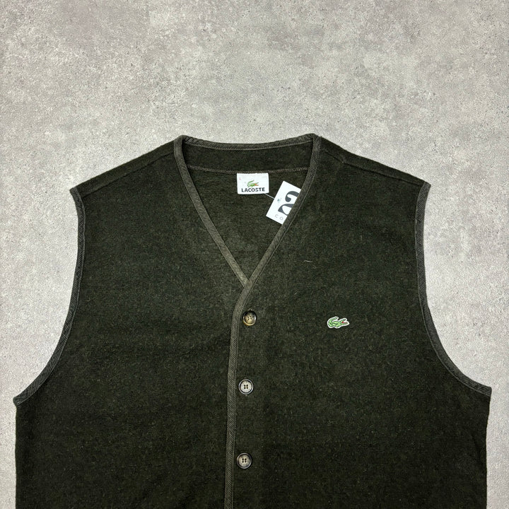 Vintage Lacoste V-Neck Khaki Sweater Vest (L)