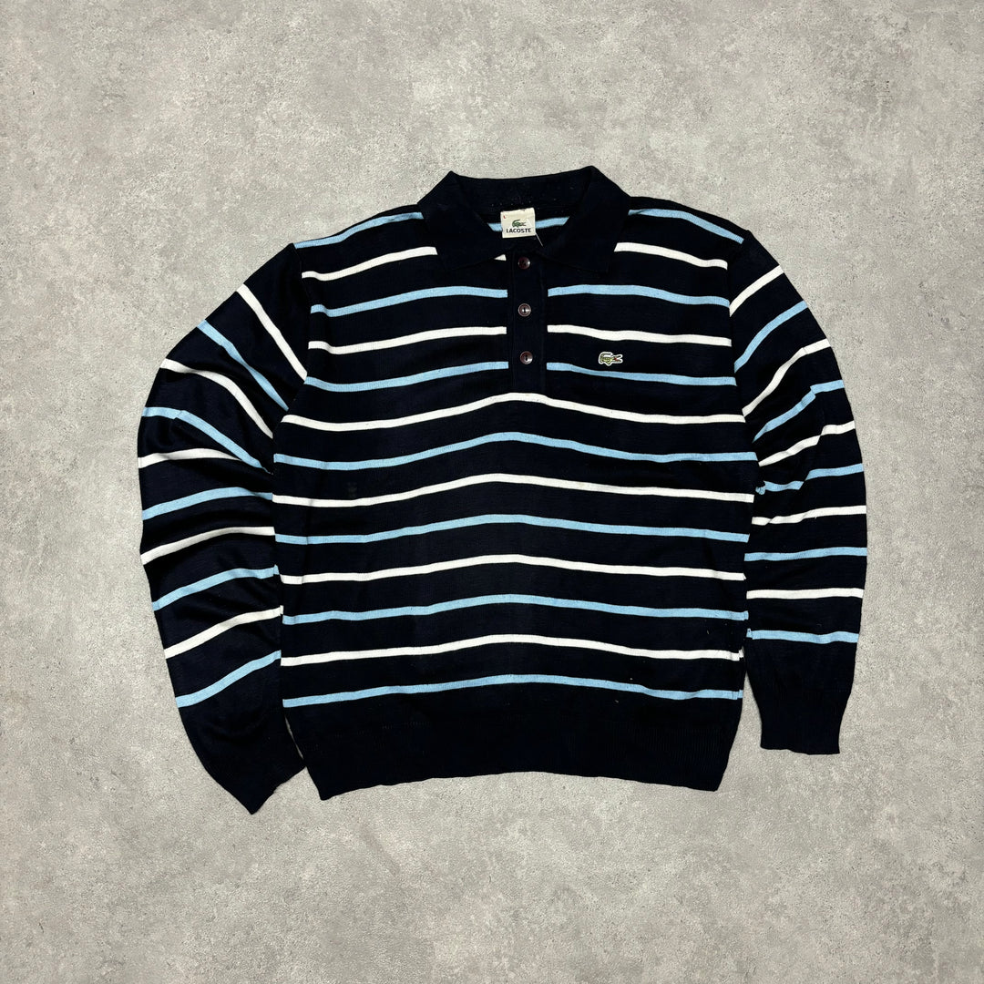 Vintage Lacoste Blue Striped Knitted Sweater (L)