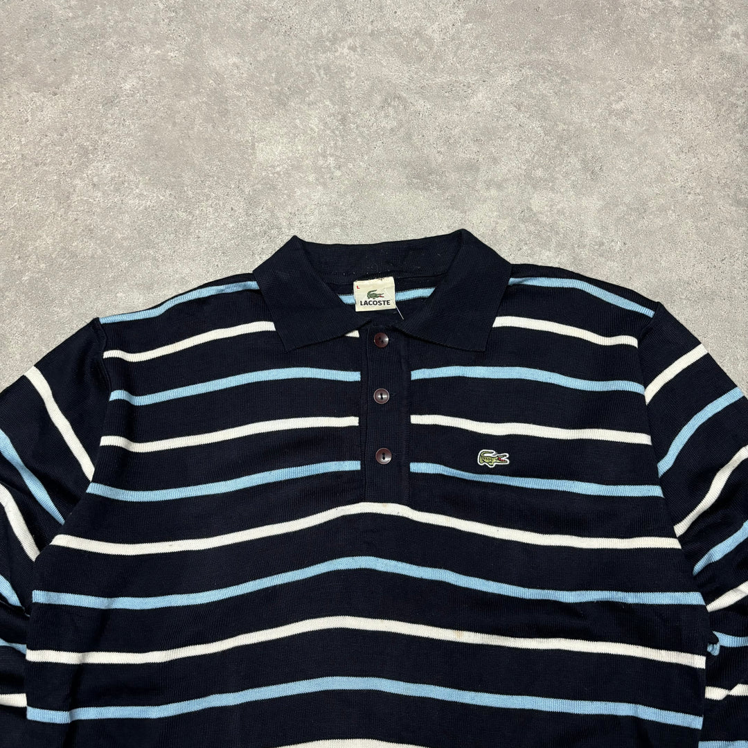 Vintage Lacoste Blue Striped Knitted Sweater (L)