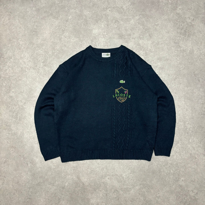 Vintage Lacoste Navy Crew Neck Heavy Knitted Sweater (L)