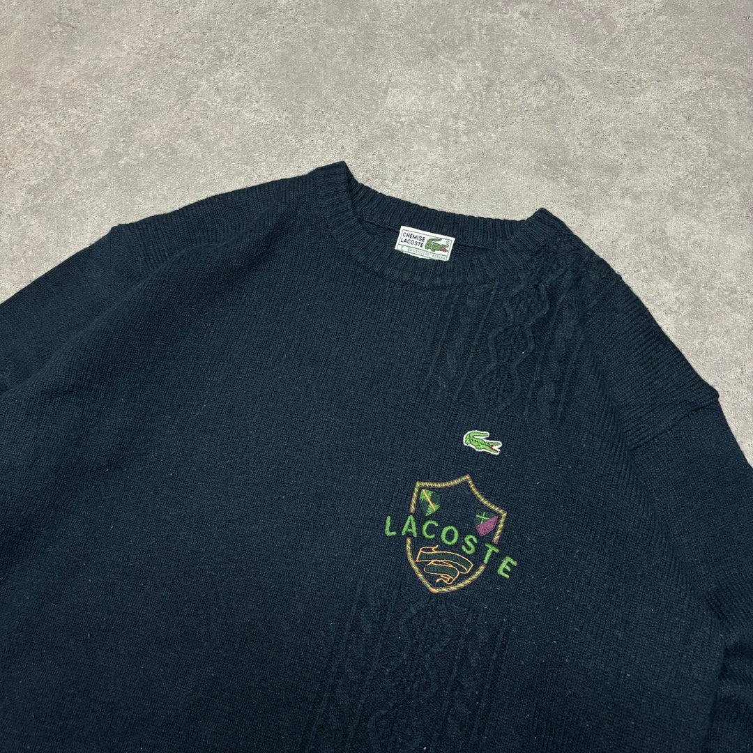 Vintage Lacoste Navy Crew Neck Heavy Knitted Sweater (L)