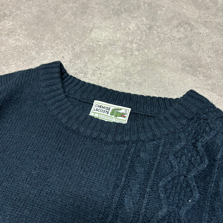 Vintage Lacoste Navy Crew Neck Heavy Knitted Sweater (L)