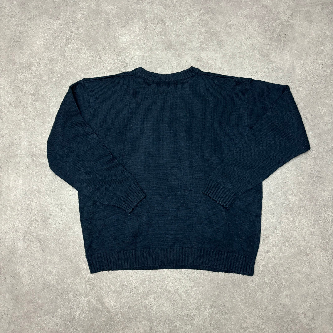 Vintage Lacoste Navy Crew Neck Heavy Knitted Sweater (L)