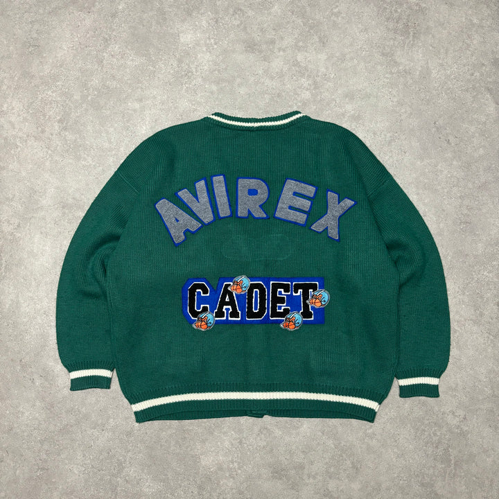 Vintage Avirex Cadet Limited Edition Green Heavy Knitted Cardigan (XL)