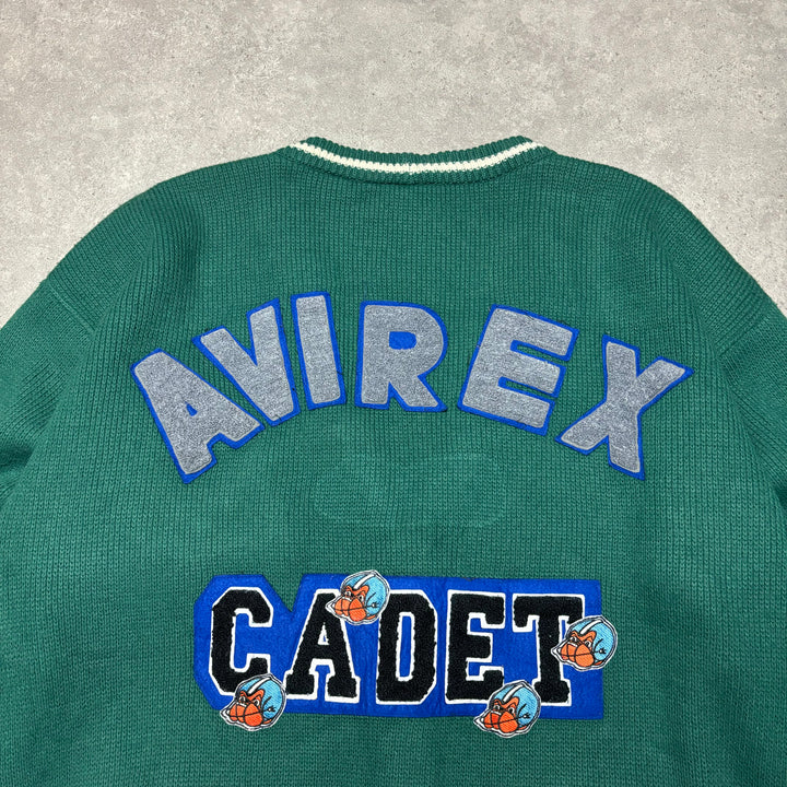 Vintage Avirex Cadet Limited Edition Green Heavy Knitted Cardigan (XL)