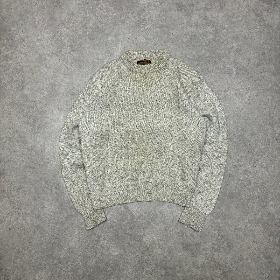 Vintage Eddie Bauer Grey Speck Heavy Knitted Sweater (L)