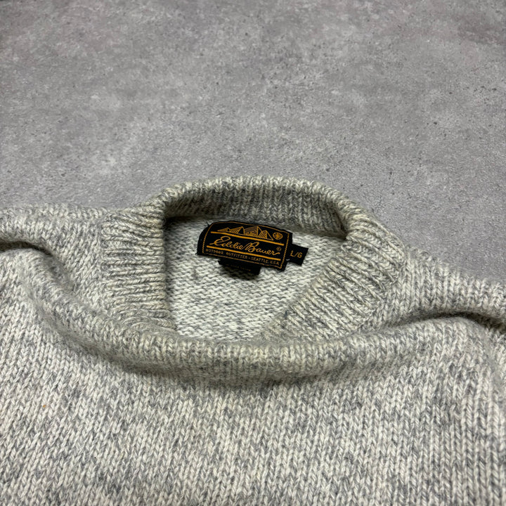 Vintage Eddie Bauer Grey Speck Heavy Knitted Sweater (L)