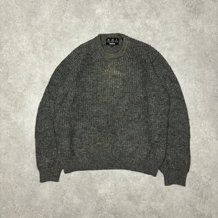 Vintage Barbour Grey Heavy Knitted Crewneck Sweater (XL)