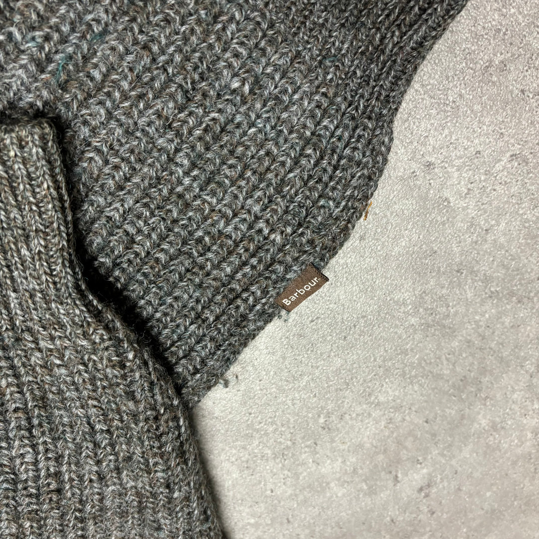 Vintage Barbour Grey Heavy Knitted Crewneck Sweater (XL)