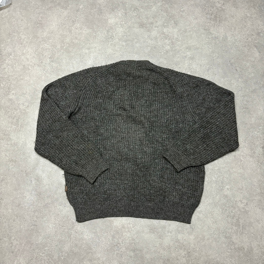 Vintage Barbour Grey Heavy Knitted Crewneck Sweater (XL)