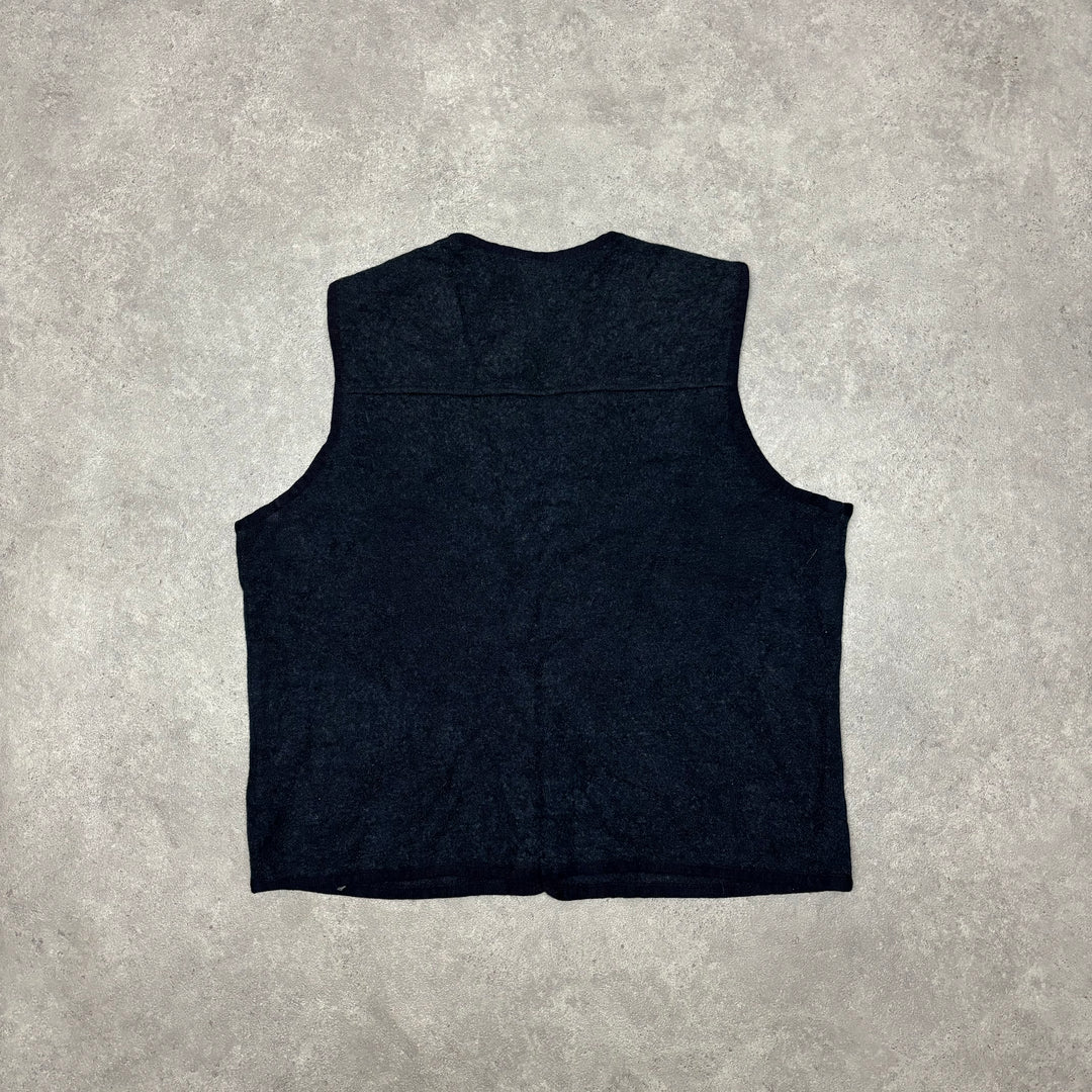 Vintage Lacoste Navy Knitted Sweater Cardigan Vest (XL)