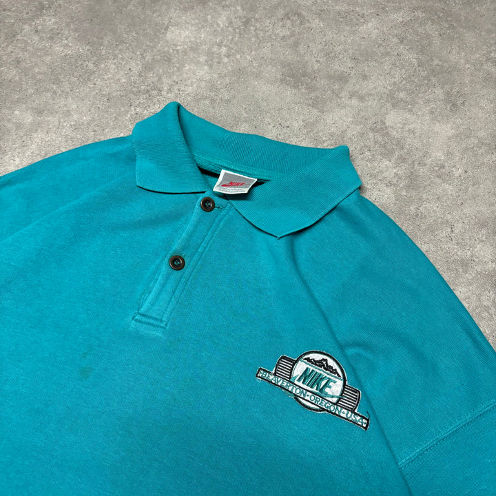 80's Vintage Nike Aqua Blue Collared Sweatshirt (XL)